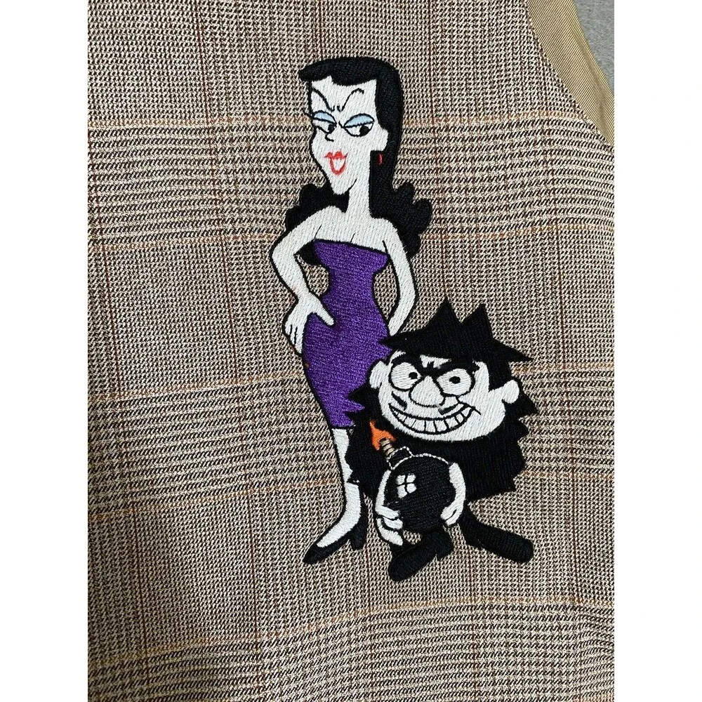 Too Cute Rocky Bullwinkle Vest‎ Men's L Brown 1992 Hanna Barbara Boris Cartoon